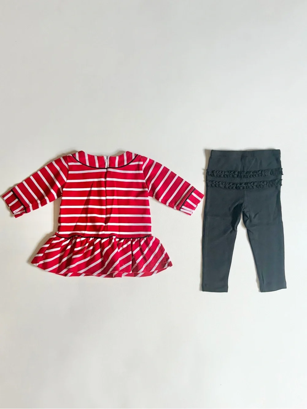 Florence Eiseman Holiday Dress + Carter’s Ruffle Black Leggings Size 12 Months